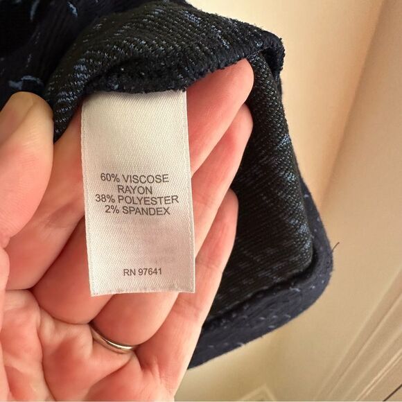 J Jill Navy Blue Checkered 3/4 Sleeve Shift Viscose Rayon Dress Size Medium - Picture 7 of 7